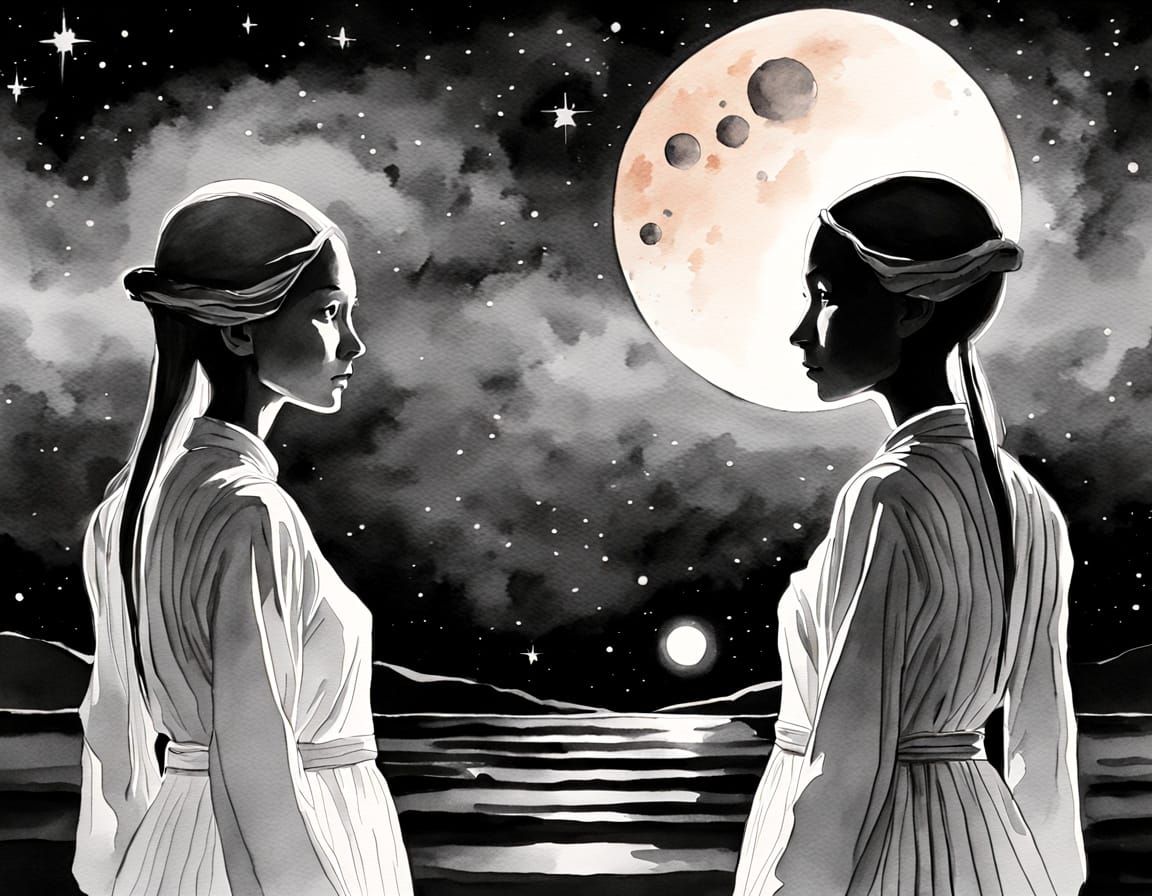 Interstellar Meeting in Watercolor Style