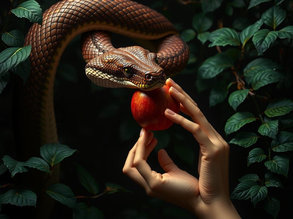 Eve and the Forbidden Fruit, in Baroque Fantasy Style