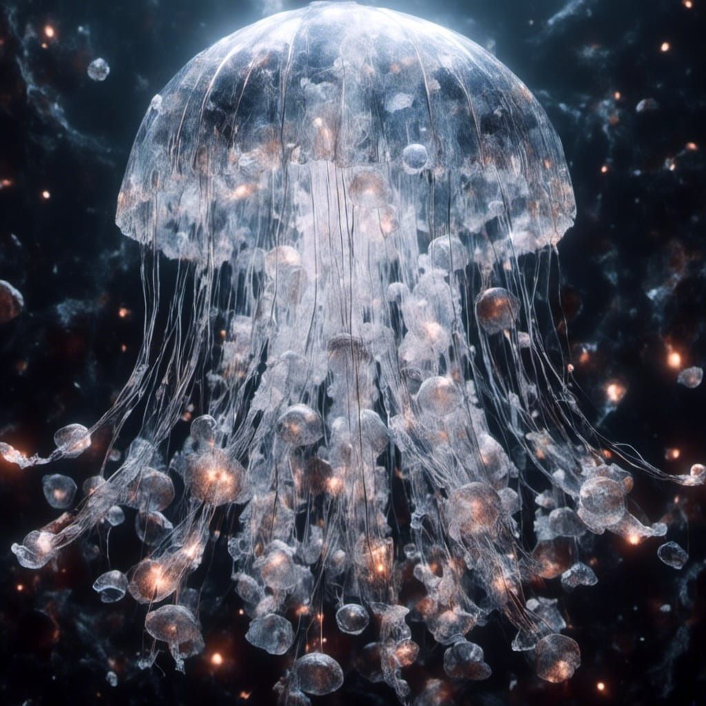 Crystal Jellyfish Sculpture in Dark Fantasy Style