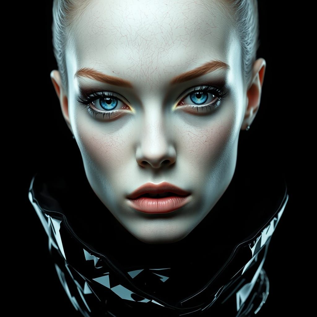 Androgynous Figure in Cyberpunk Style