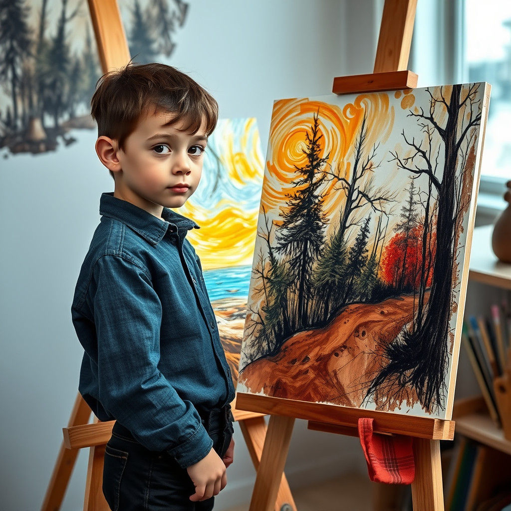 Young Artist's Sketch: Post-Impressionistic Digital Art