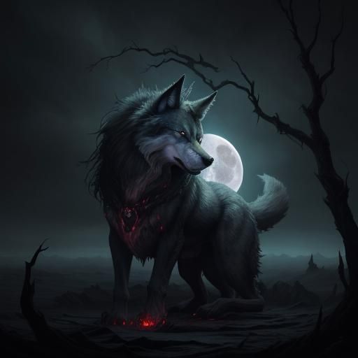 Satan's Wolf: A Fantastical Digital Matte Painting