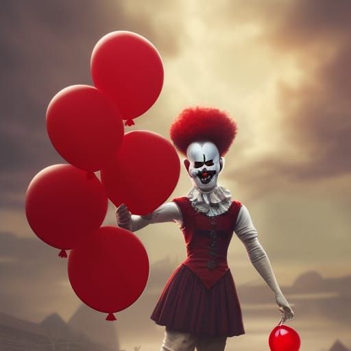 Pennywise with Red Balloon, Detailed Matte Painting