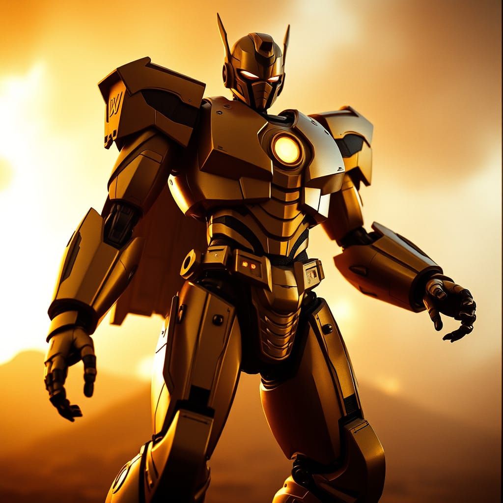 Epic Robot Hero in Cinematic 35mm Film Still