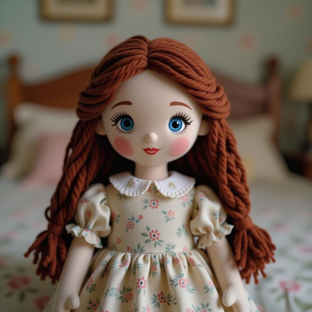 Cute Raggedy Doll in Feminine Bedroom