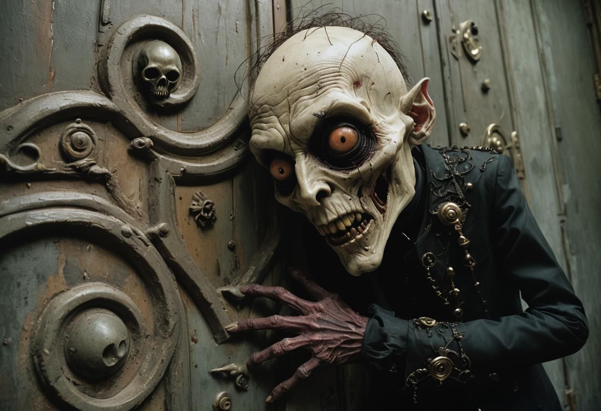 Surreal Gothic Portrait with Creepy Creature