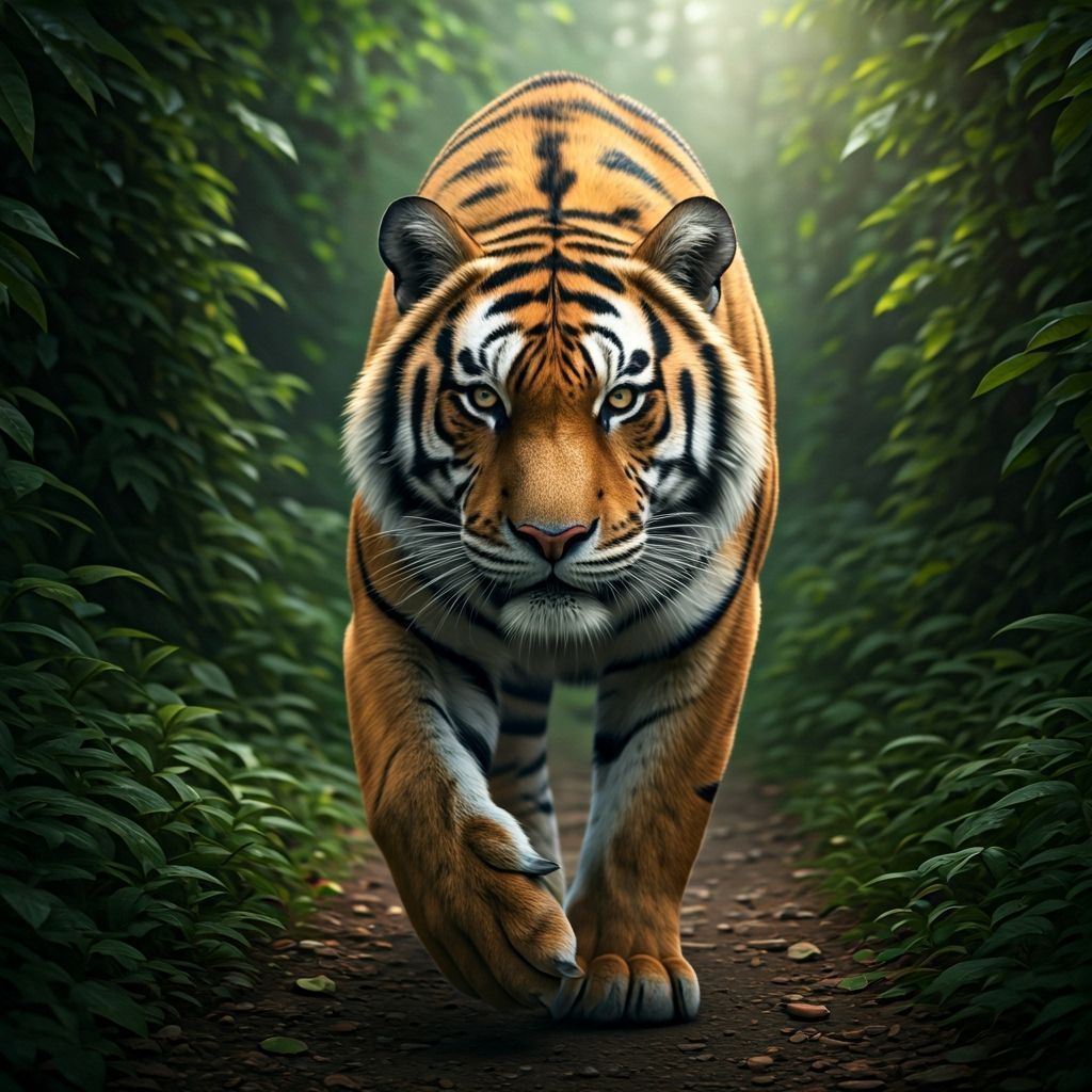 Majestic Bengal Tiger in Jungle: Hyper-Realistic Cinematic V...