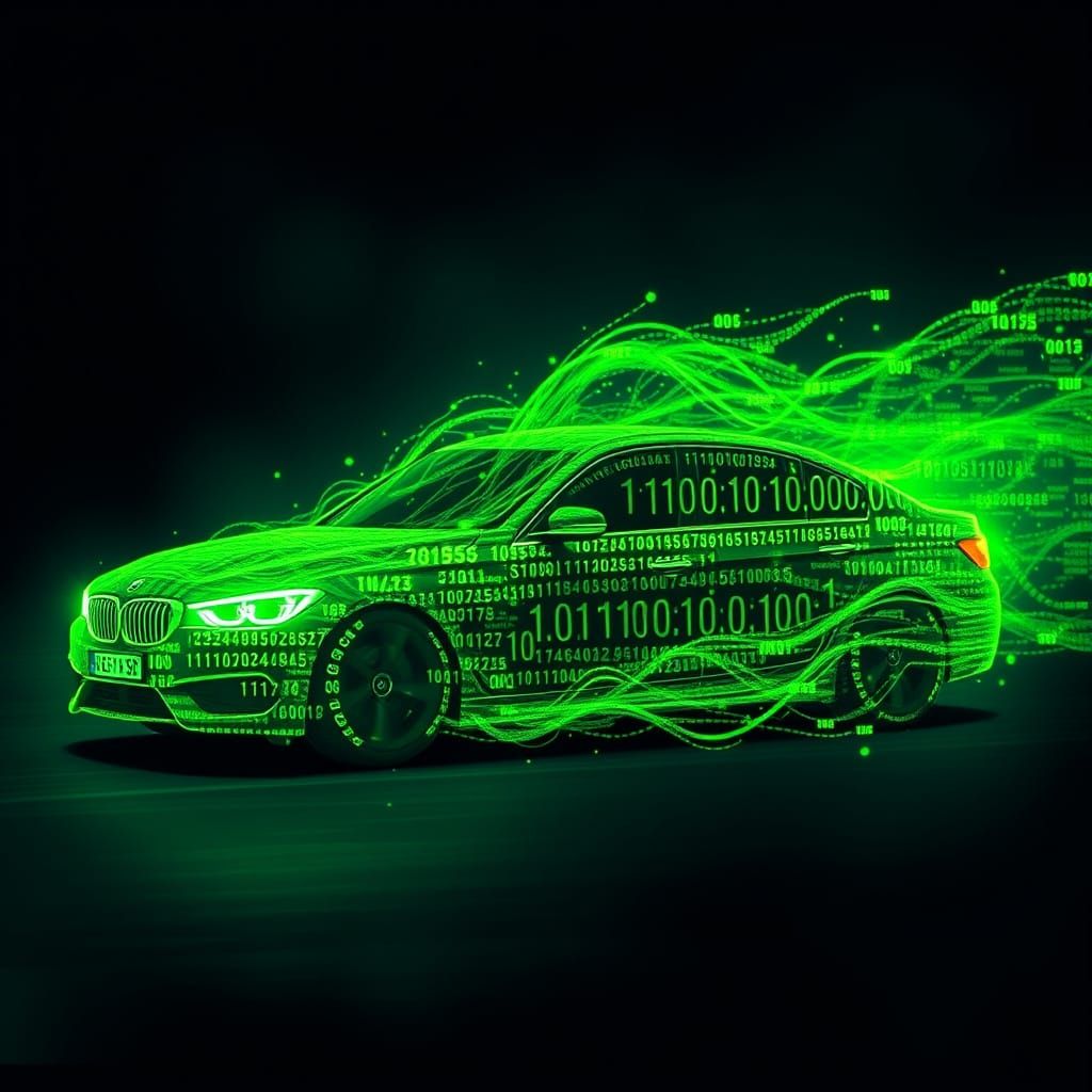 Abstract Car Formed from Digital Code