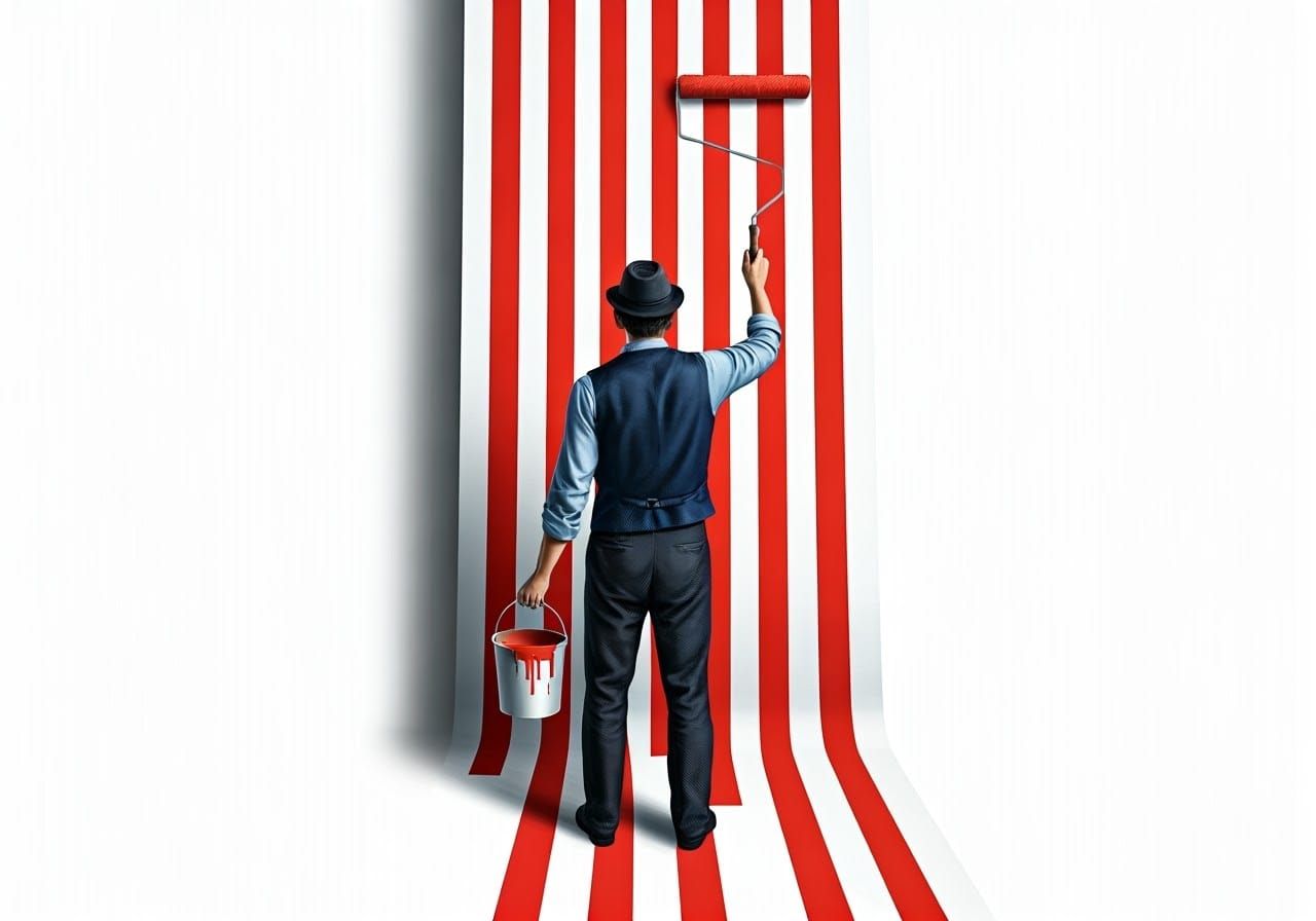 Artist Creates Illusion of Endless Striped Curtain