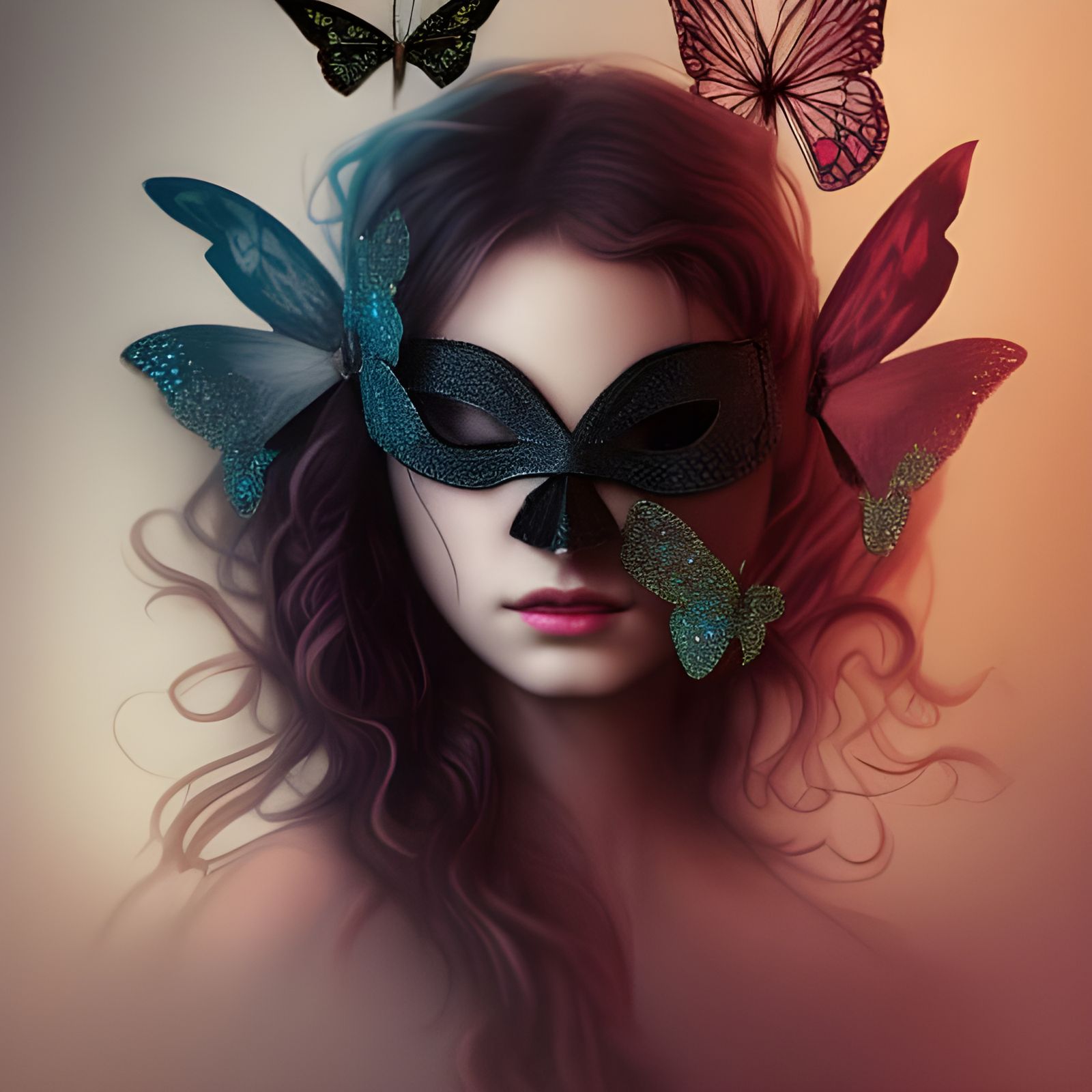 Elegant Masquerade Princess in Hyperrealistic Chiaroscuro