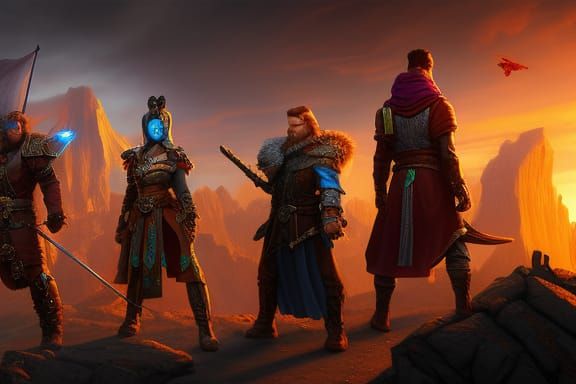 D&D Party in Pop-Art Style, Ready for Adventure