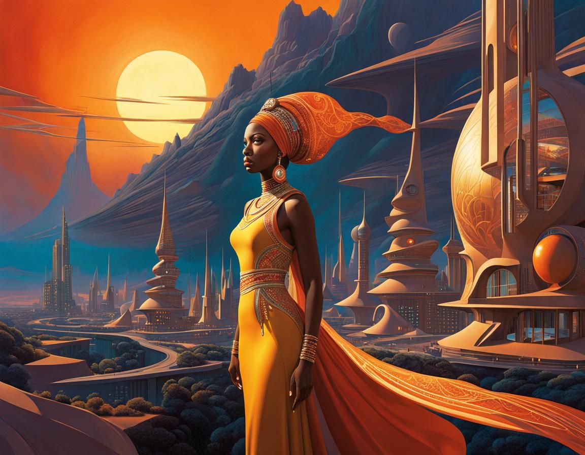 Woman's Life in Retrofuturistic Matte Painting