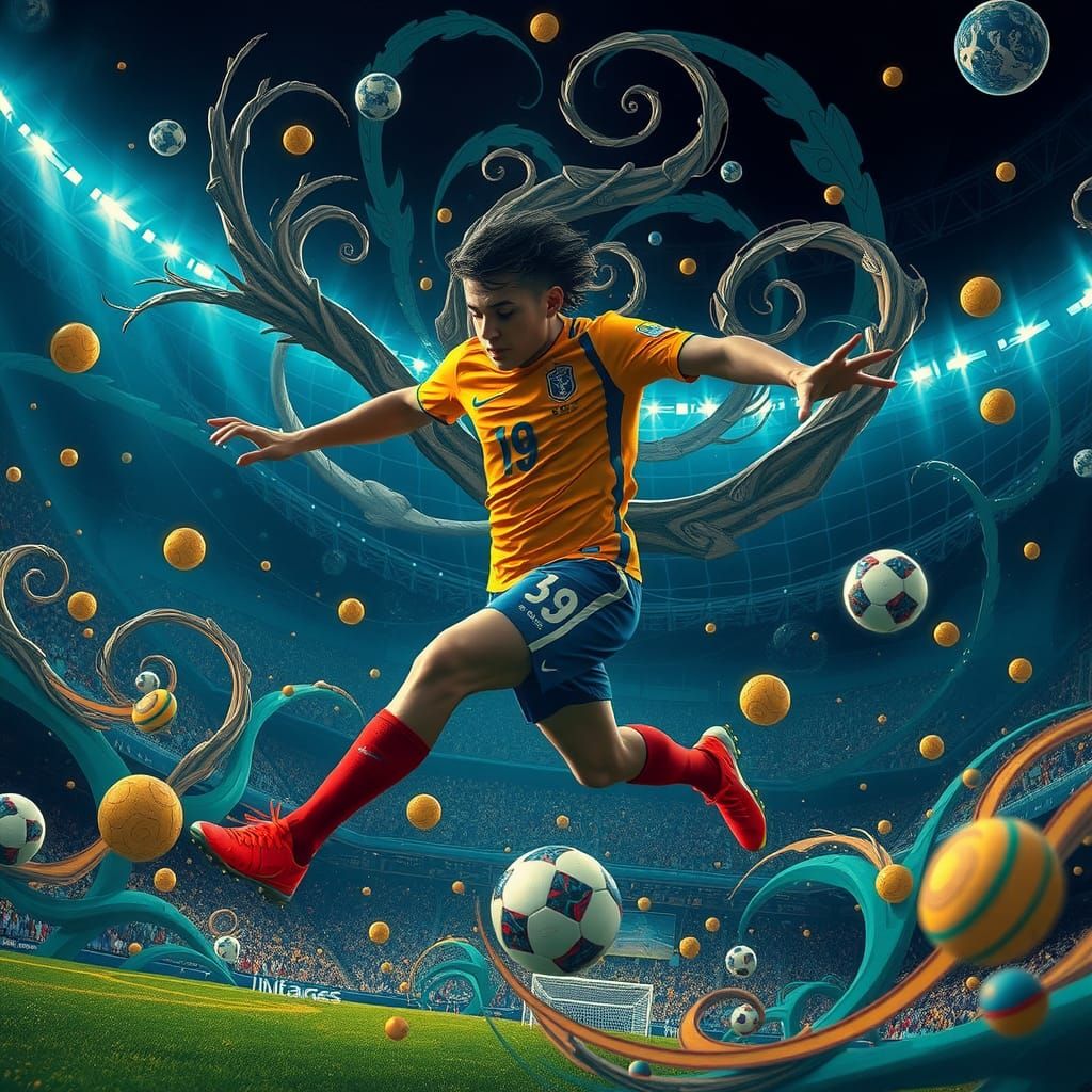 Brazilian Soccer Player in Ornate, High-Fantasy Style