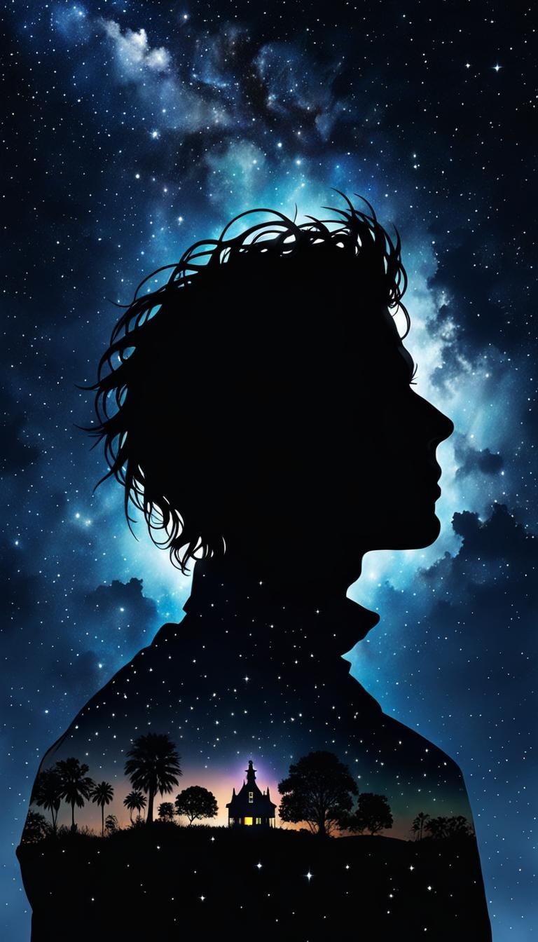 Edward Scissorhands Silhouette Double Exposure Art