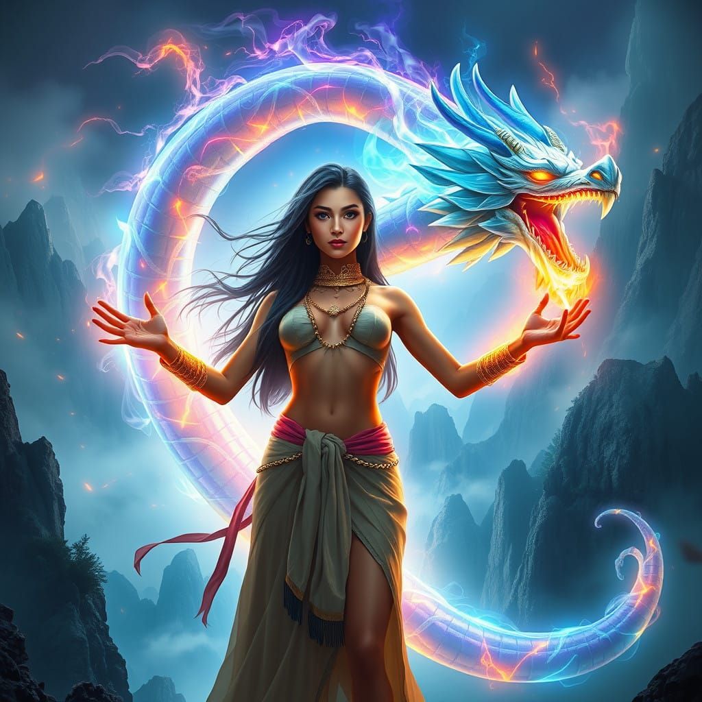 Hyper-Realistic Egyptian Summoner in Mystical Realm