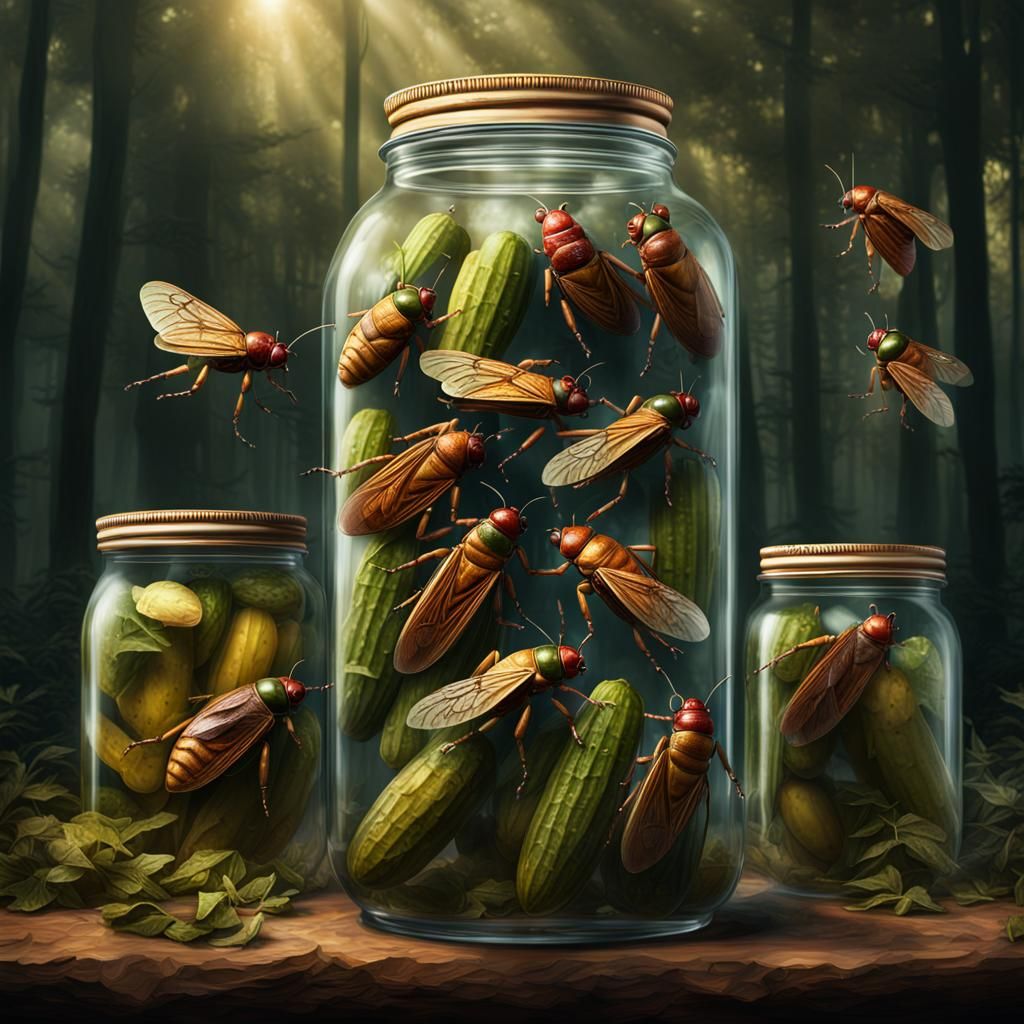 Cicadas Entombed: Pickles Preserve Nature's Symphony