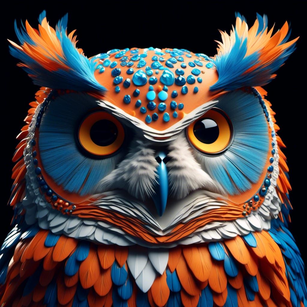 Hyperrealistic Owl in Triadic Colors