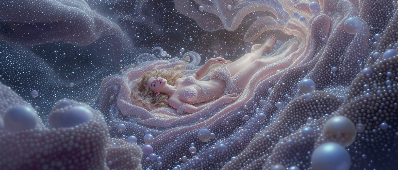Woman in Sparkling Cosmos: Dreamy Surreal Art