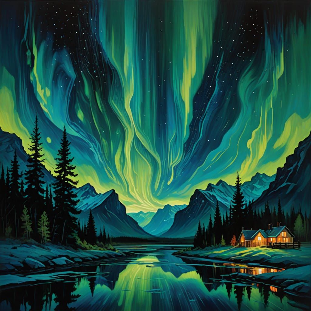 Ethereal Aurora in Vibrant Digital Style