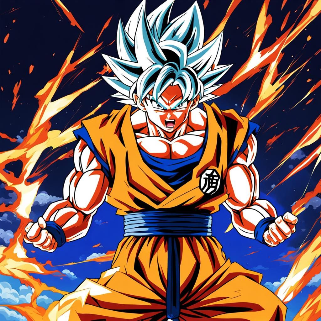 Goku Super Saiyan Transformation in Anime Style