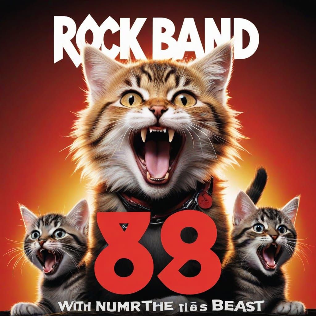 Rock Band Cover Art: Cute Kitten with Devil Horns and Tail