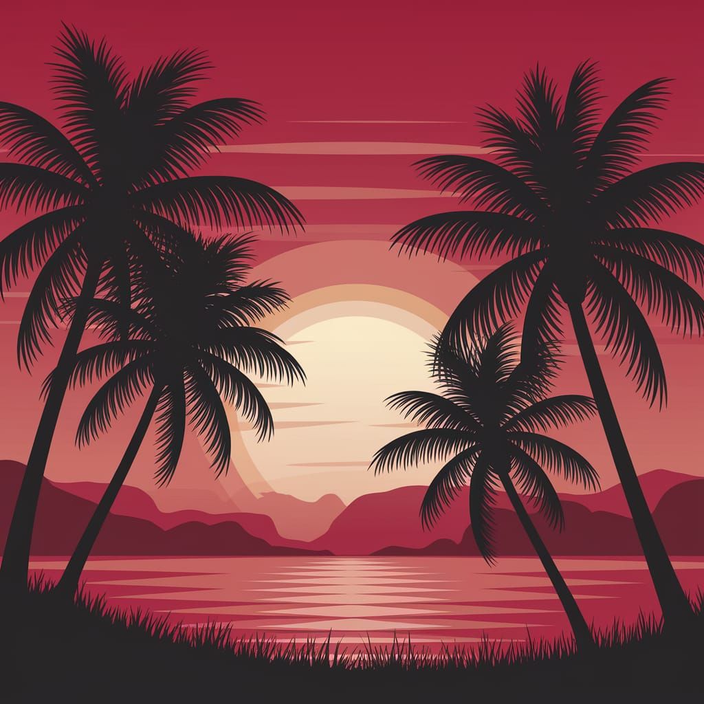 Minimalist Sunset in Red Paradise Satin