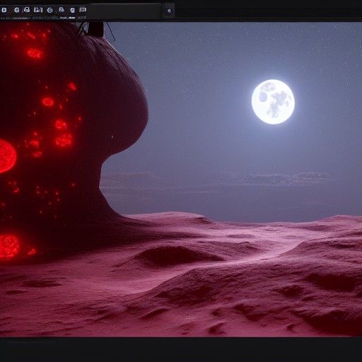 Hyperdetailed Red Full Moon in Space