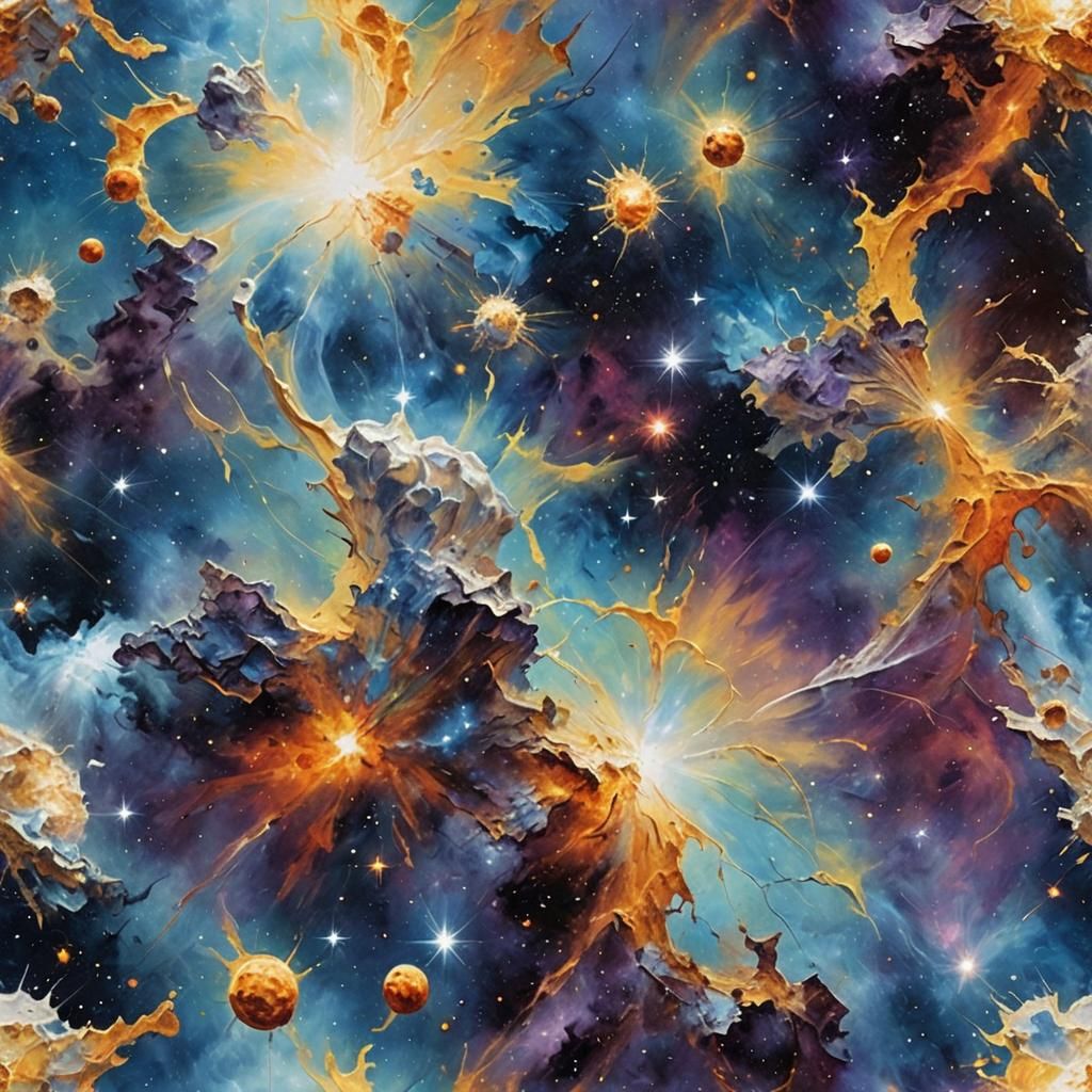 Nebula in Space: Impasto Painting