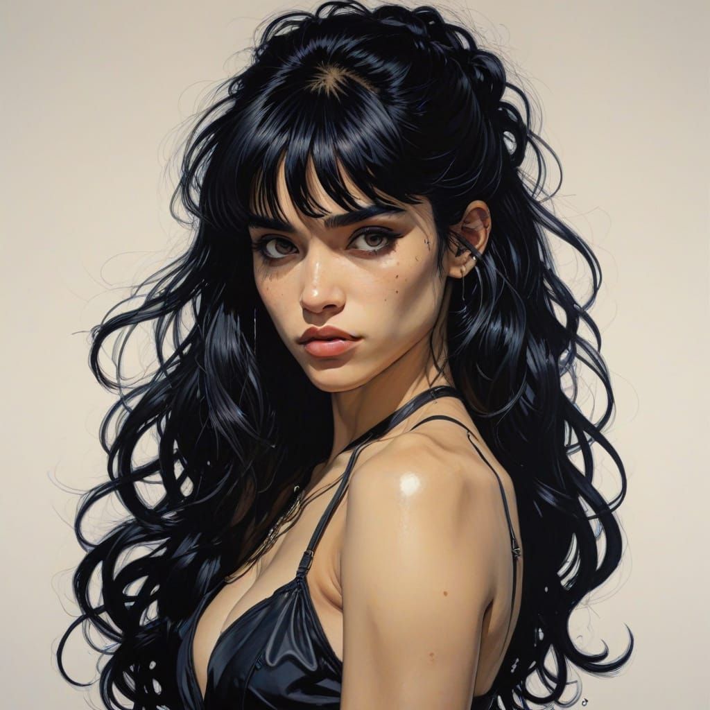 Sofia Boutella Anime Portrait in Cyberpunk Style