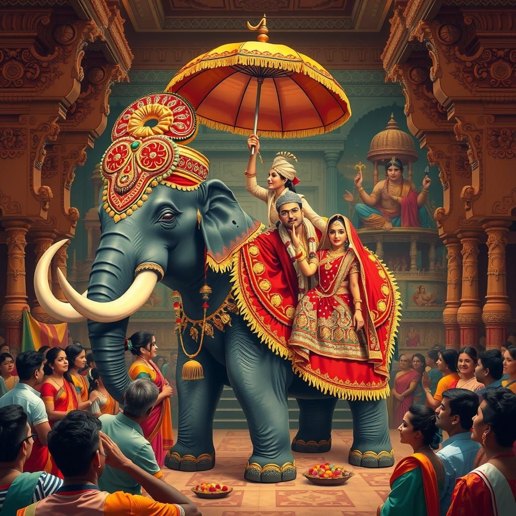 Indian Elephant in Grand Temple Ceremony
