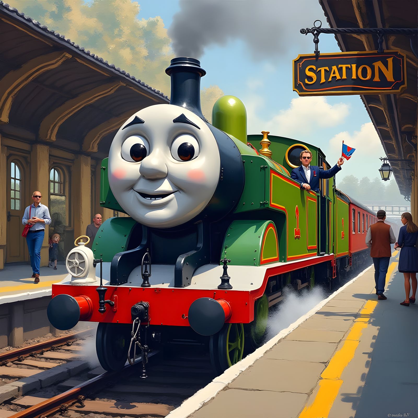 Whimsical Steam Train at Quaint Goathland Station