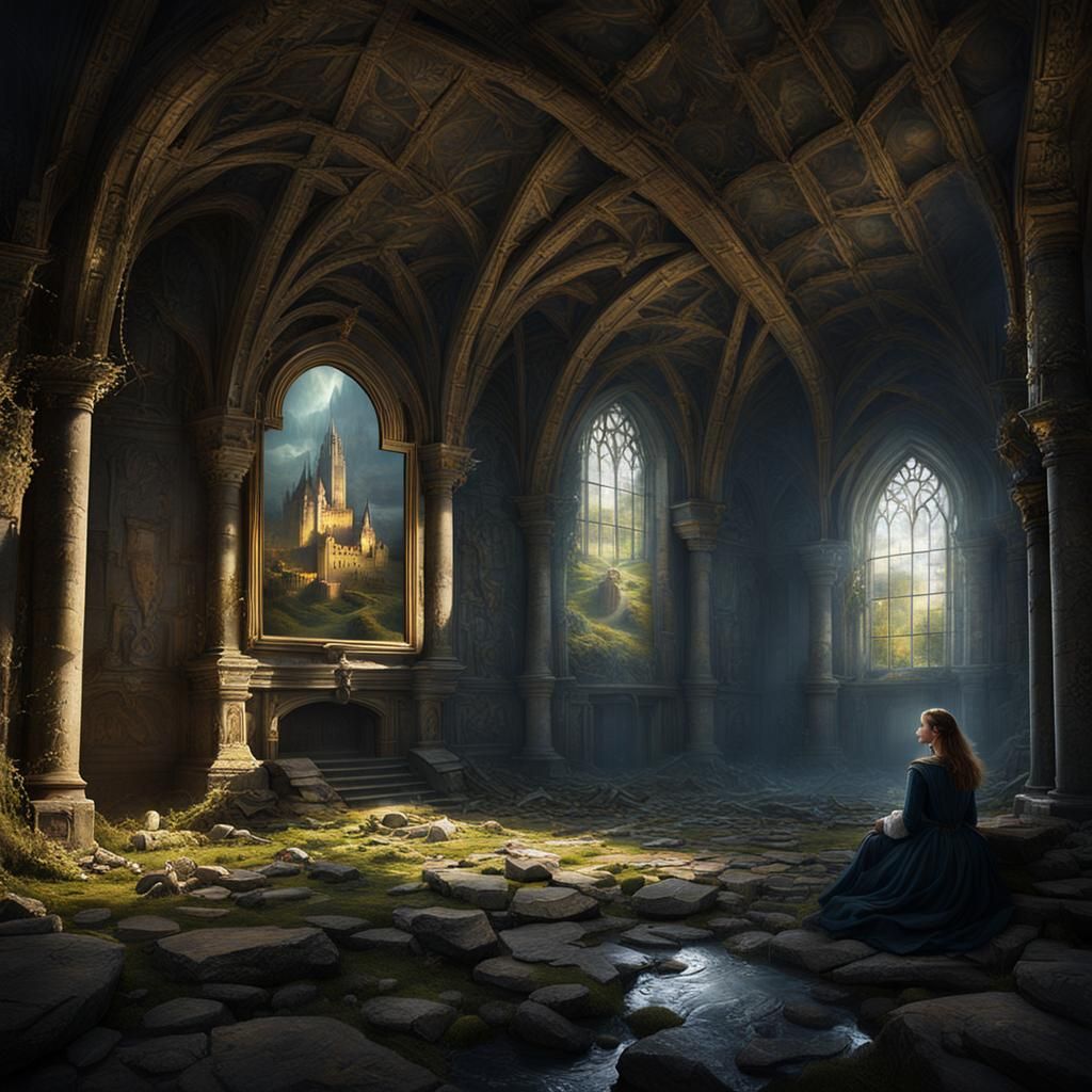 Restorer in Scottish Highlands: Detailed Matte Painting