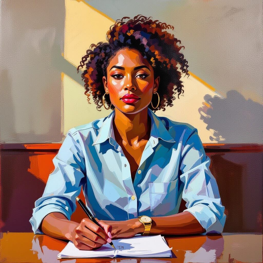 Vibrant Oil Painting of Everyday Life