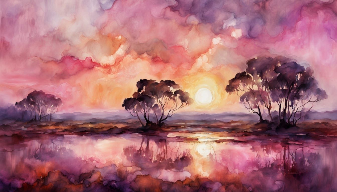 Vibrant Sunset on the Australian Outback