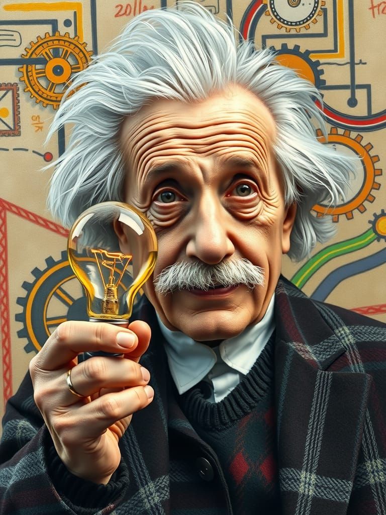 Einstein's Brainwave: A Photorealistic Portrait of Genius