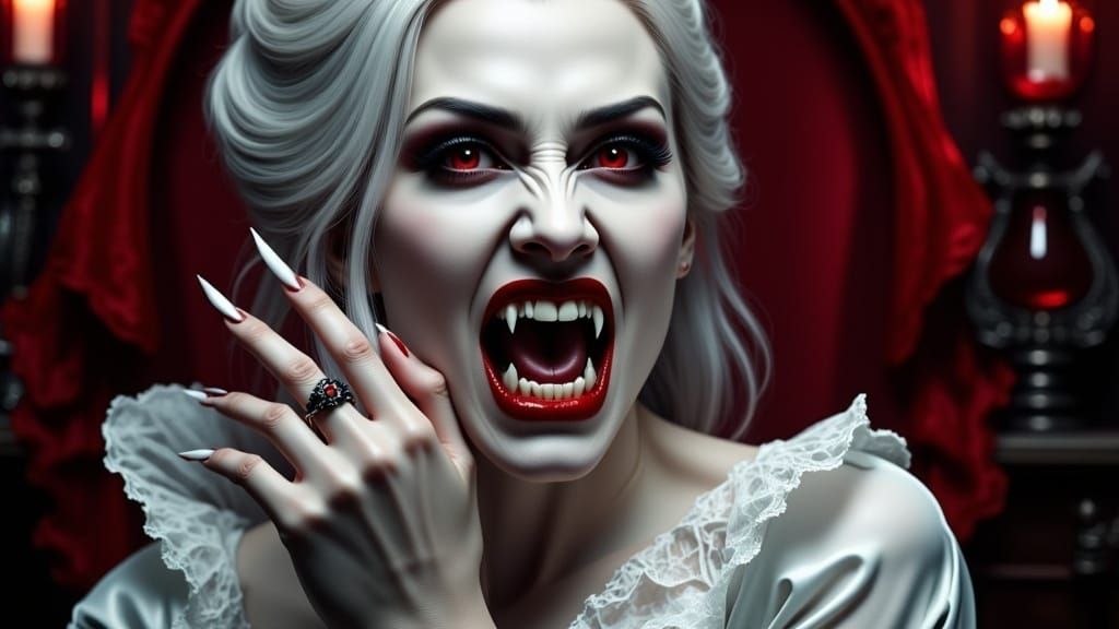 Ethereal Vampire Lady with Gothic Victorian Flair