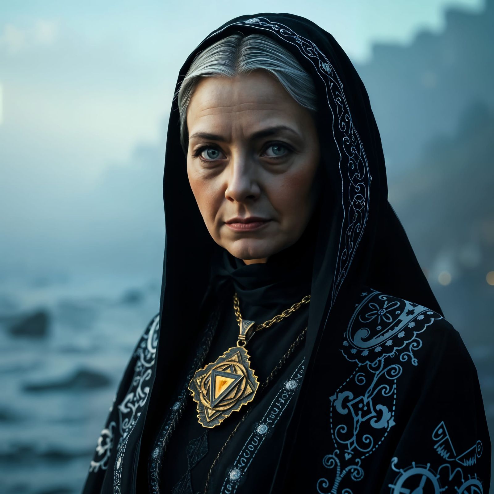 Dystopian Hermetic Magician Portrait in Cinematic Style