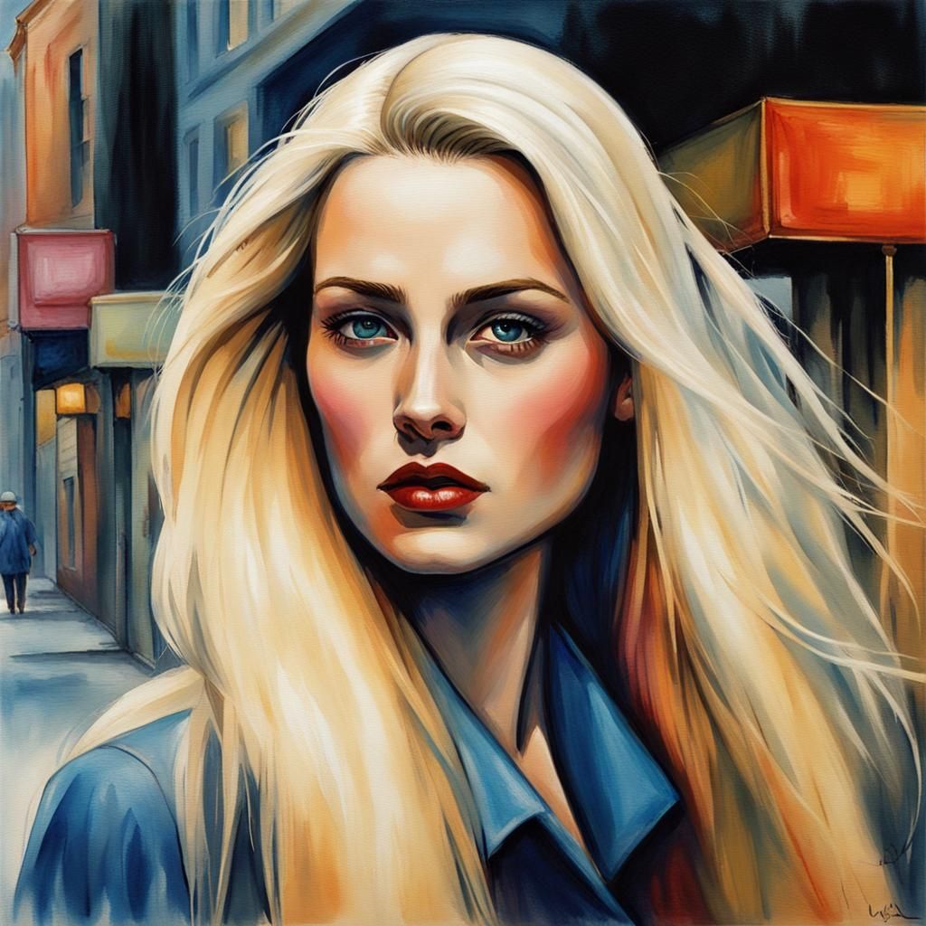 Film Noir Femme Fatale in Watercolor Style