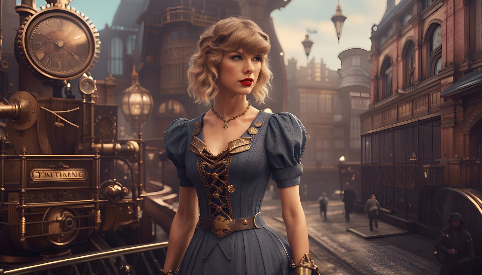 Steampunk Belle Epoque Fashion: Detailed Matte Painting