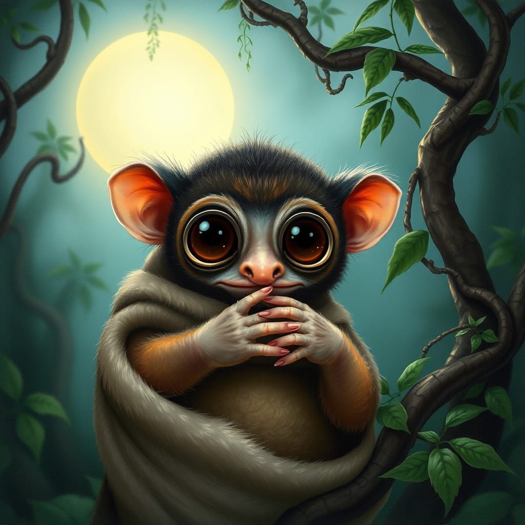 Tarsier in Enchanted Southeast Asian Forest