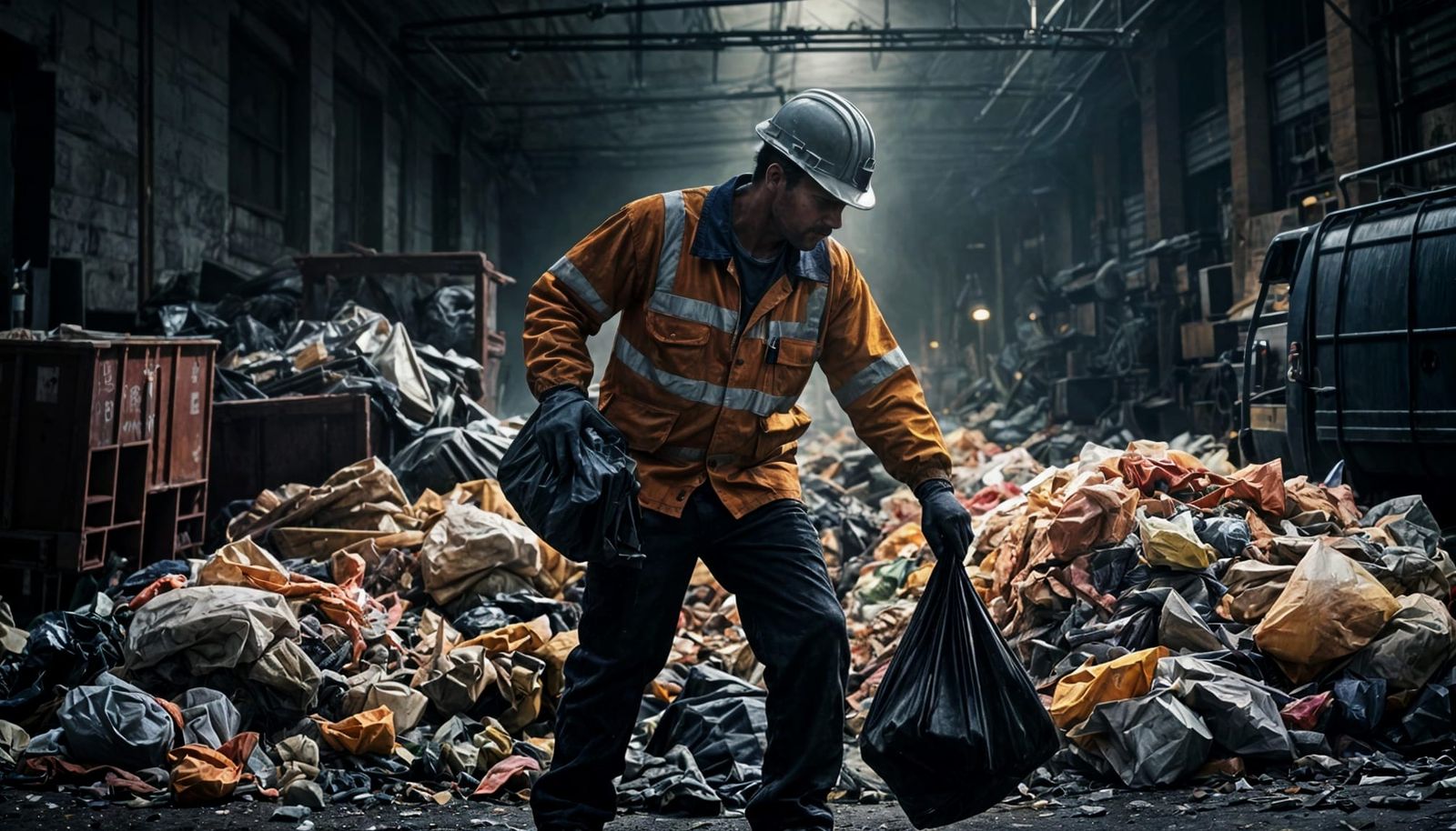 Cinematic Garbage Worker in Vivid HDR