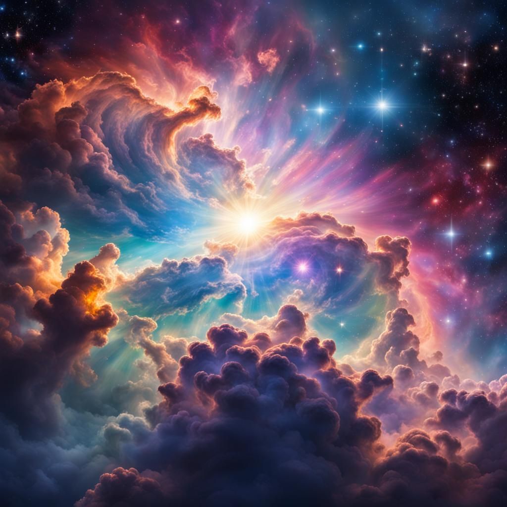 Radiant Nebula Galaxy with Divine Light