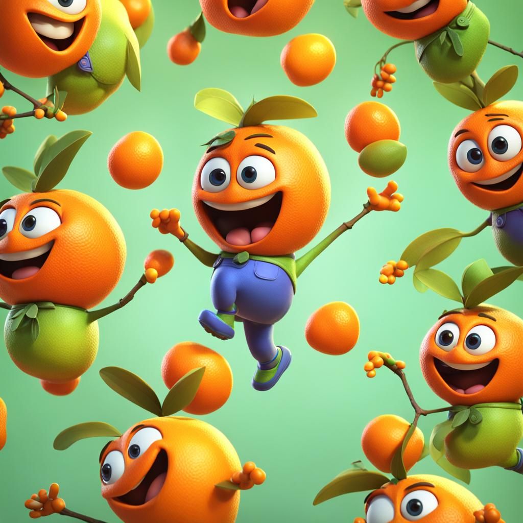 Happy Kumquats Dancing: Pixar-Style 3D Digital Art