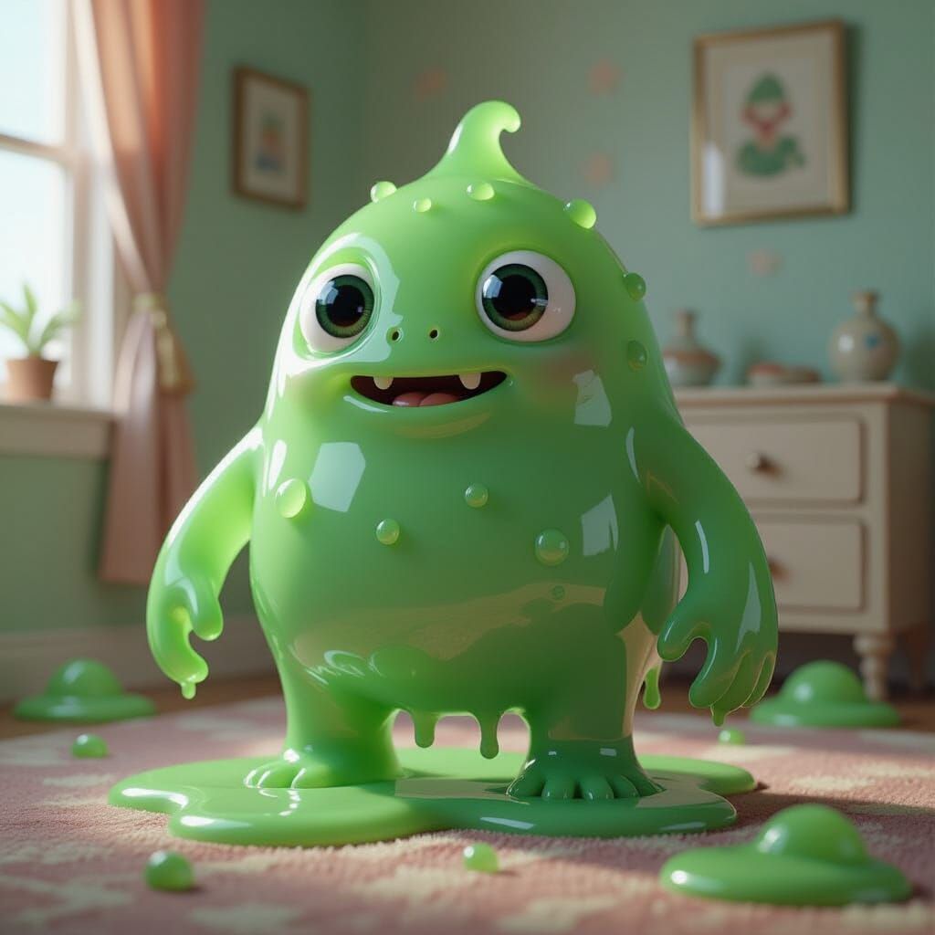 Grotesque Slime Toy Creature with Glassy Eyes