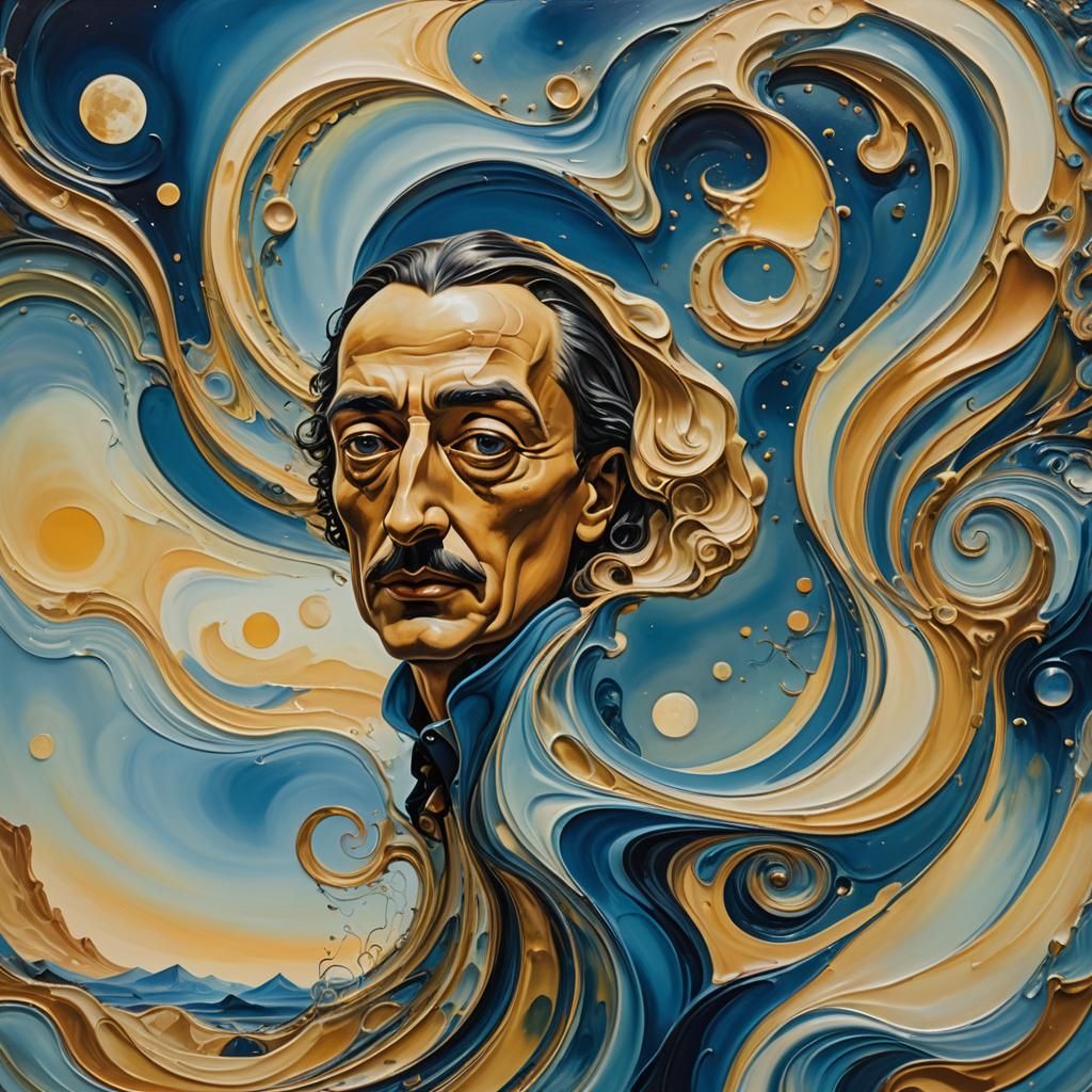 Surreal Moonlit Figure in Dreamlike Oil Painting