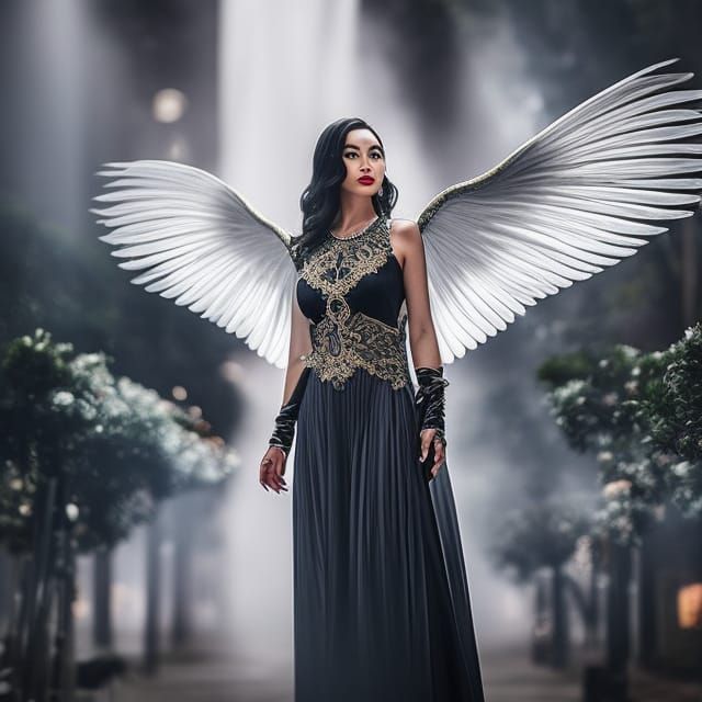 Silver-Haired Female Archangel: Epic Digital Matte Painting