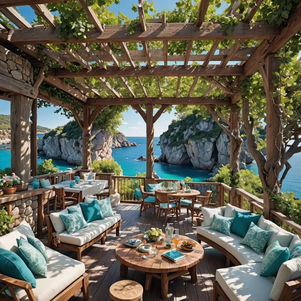 Coastal Cliffside Deck with Turquoise Waters
