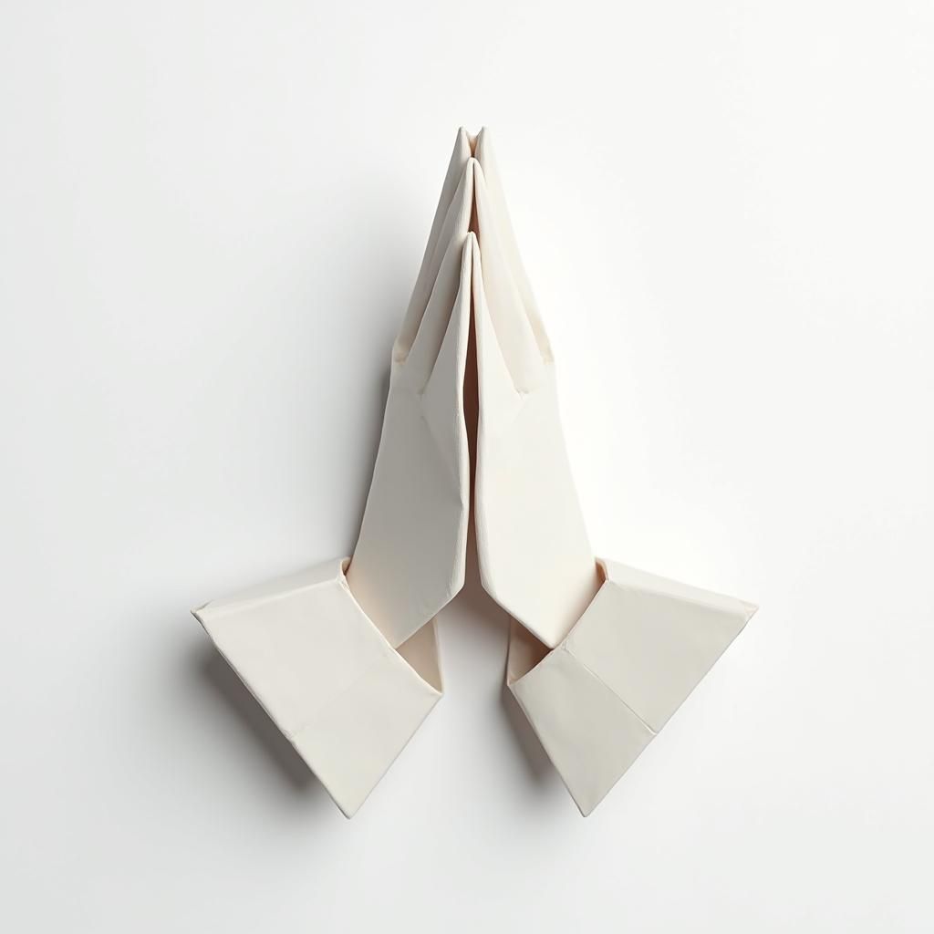 Origami Prayer Hands Papercraft on White