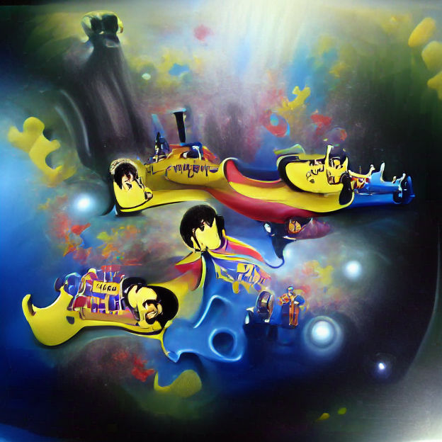 Whimsical Yellow Submarine Airbrush Art