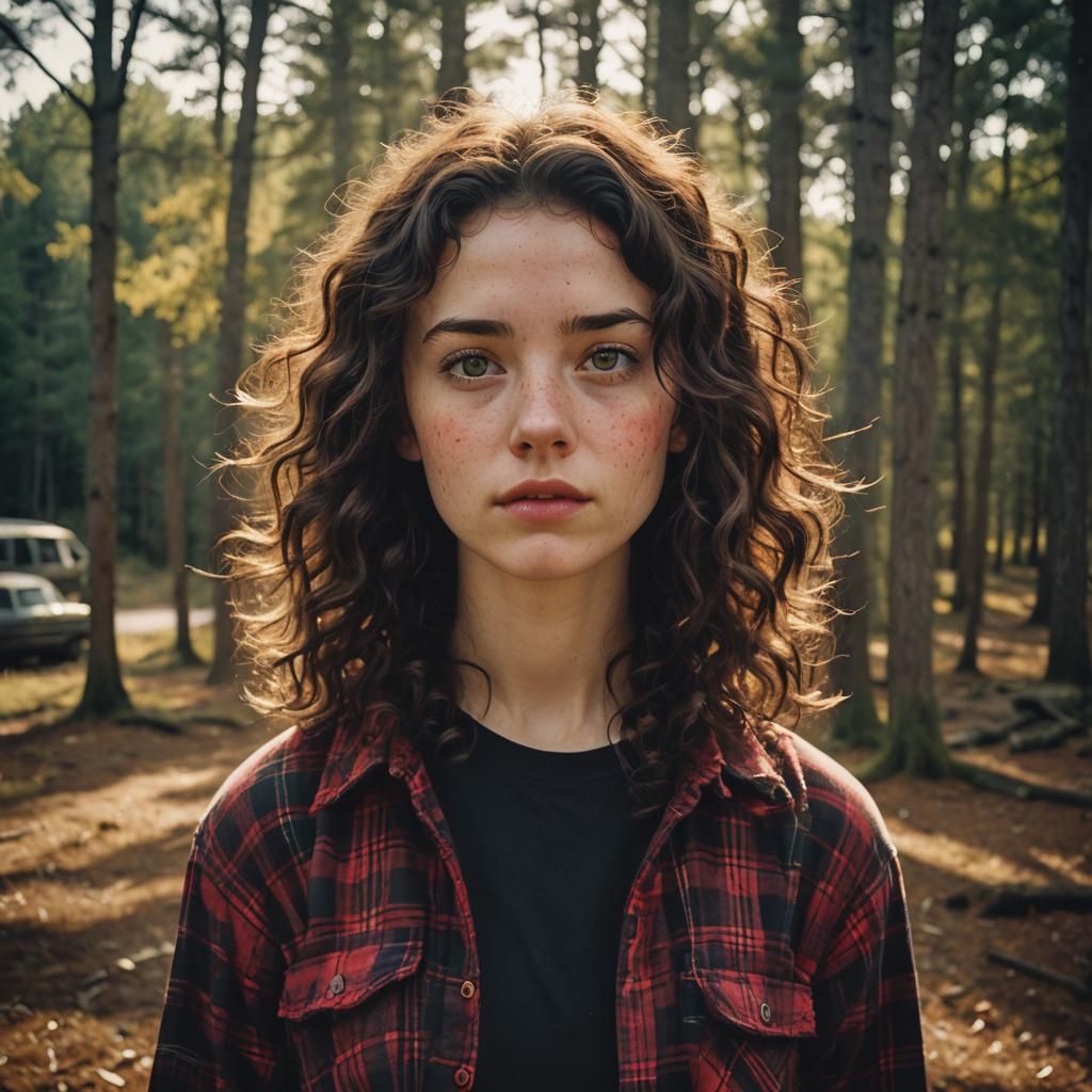 Portrait of Teenage Girl with Dark Curls